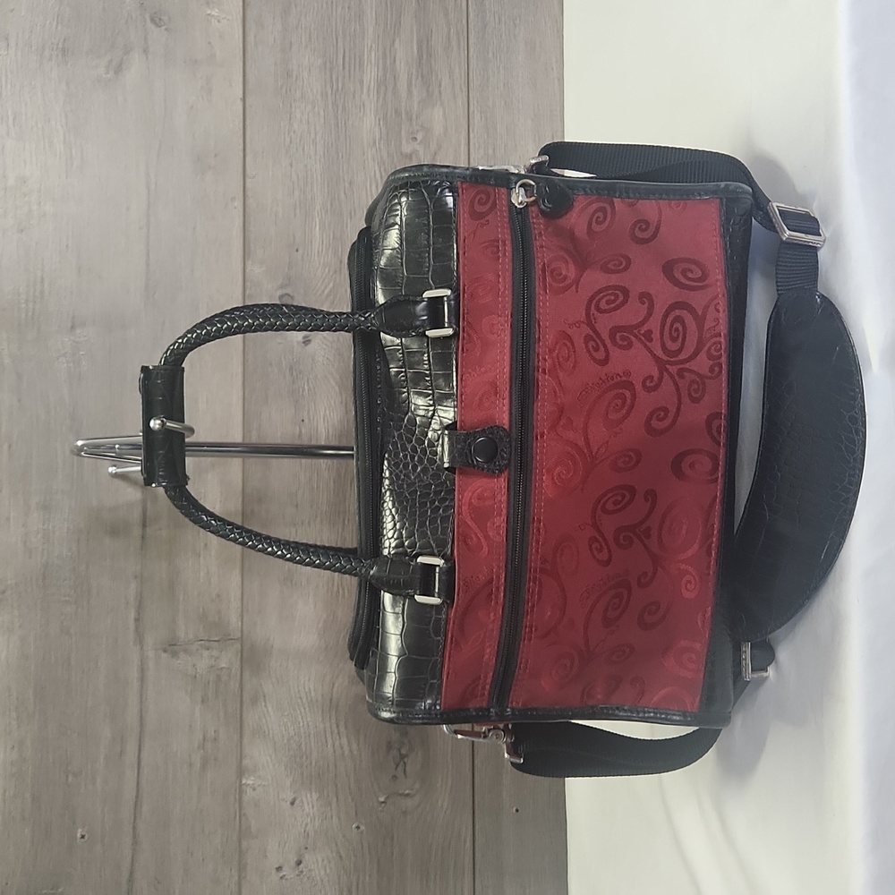 Vintage Brighton Red Black Cosmetic/Toiletry Travel Shoulder Bag - Picture 4 of 10